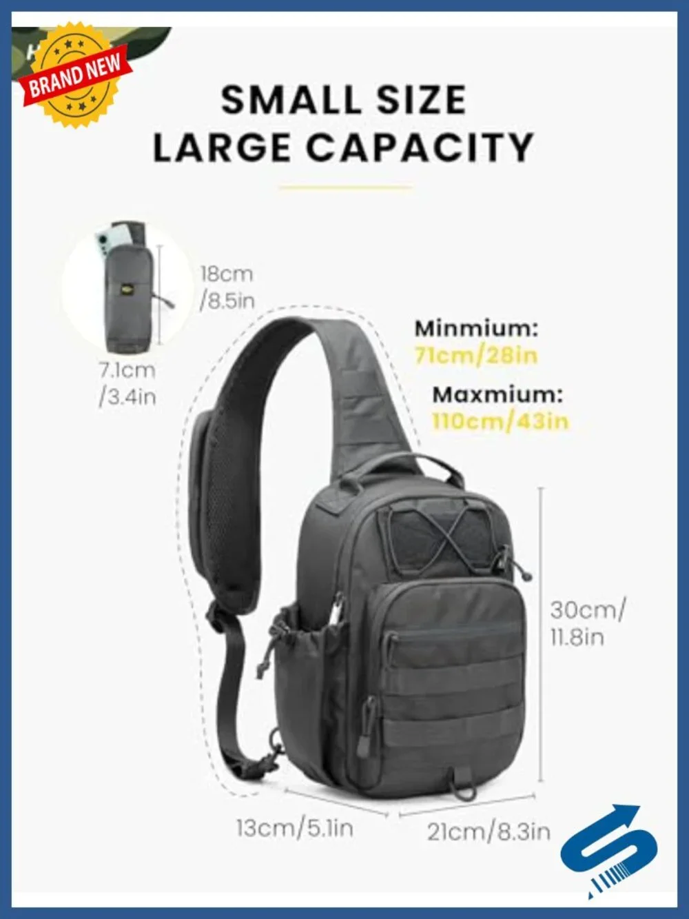 Tactical Sling Bag Anti-theft RFID Blocking Molle Crossbody Shoulder Bag Men's
